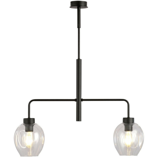 Emibig Lighting - Emibig Lukka Black Multi Arm Pendant Ceiling Light with Clear Glass Shades, 2x E27
