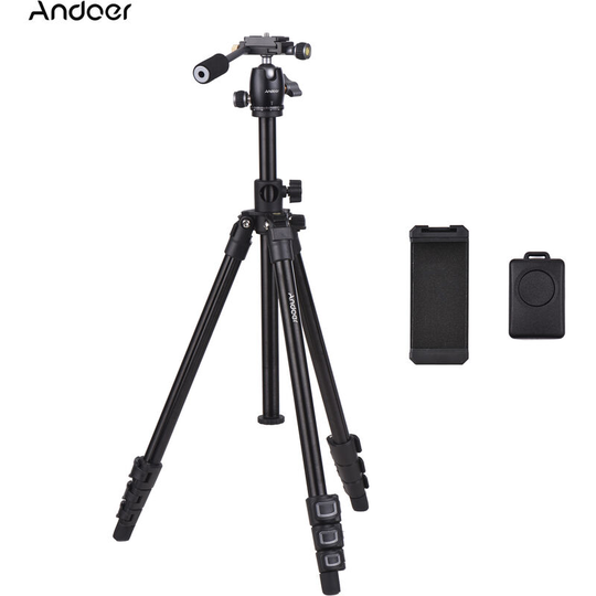 Andoer - Portable Photography Camera Tripod Stand Horizontal Mount Aluminum Alloy 154cm/60.6in Max. Height 360¡ã Rotatable Ballhead 5kg/11lbs Load