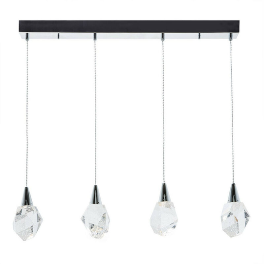 Zumaline Ore Integrated LED Crystal 4 Light Bar Pendant Ceiling Light, Chrome, Clear