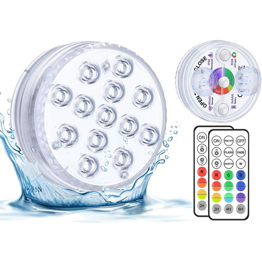 Aougo - led Submersible Light, 13-led rgb Lighting Multi-color Underwater Lights with Remote Control 3 Magnet Suction Cups, IP68 Waterproof Bathtub