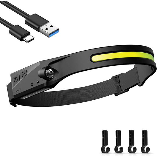 Aougo - usb Rechargeable led Headlight, Powerful led Headlight, Waterproof Camping cob Headlight with Sensitive Sensor Mode for Hiking, Cycling,