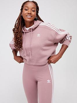 adidas Originals Short Hoodie - Light Red, Light Red, Size 18, Women
