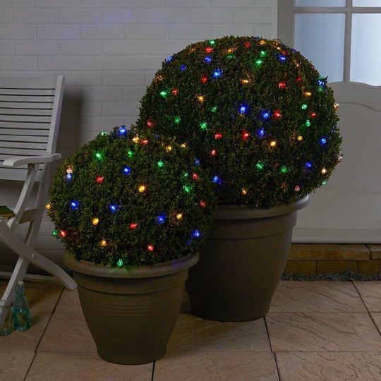 10m Solar Power Outdoor Clear Berry led Fairy Lights Green Cable Multi Colour | Garden Décor - Multi Colour