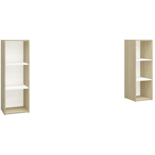 Tv Cabinets 2 pcs White & Sonoma Oak 107x35x37 cm Engineered Wood Vidaxl White