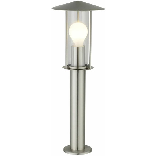 First Choice Lighting - Treviso - Brushed Stainless Steel Outdoor Post Light - Brushed stainless steel and clear glass