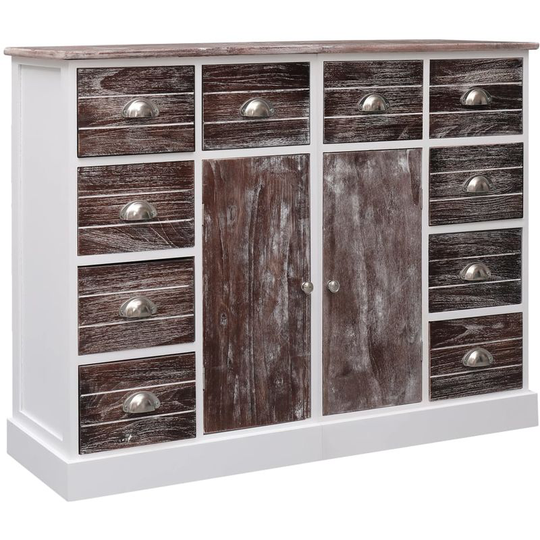 Sideboard with 10 Drawers Brown 113x30x79 cm Wood VD24715 - Hommoo