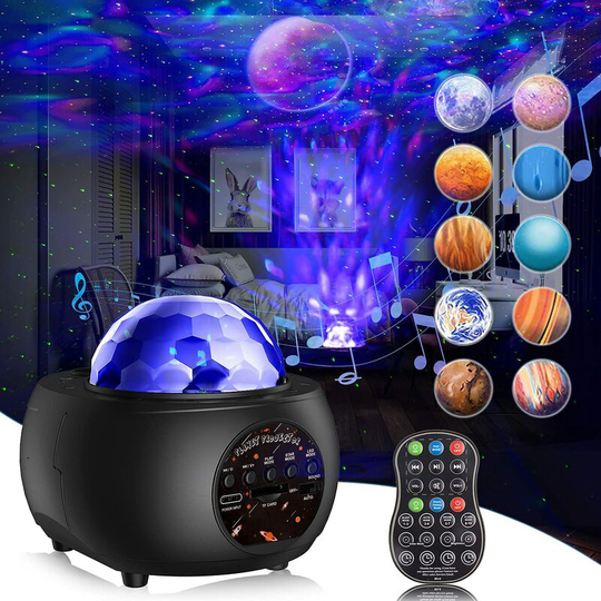 Star Projector Lamp, Starry Sky Projector 32 Modes 10 Planets, Rechargeable Kids Night Light led Star Projector Lamp Adjustable Brightness Bluetooth