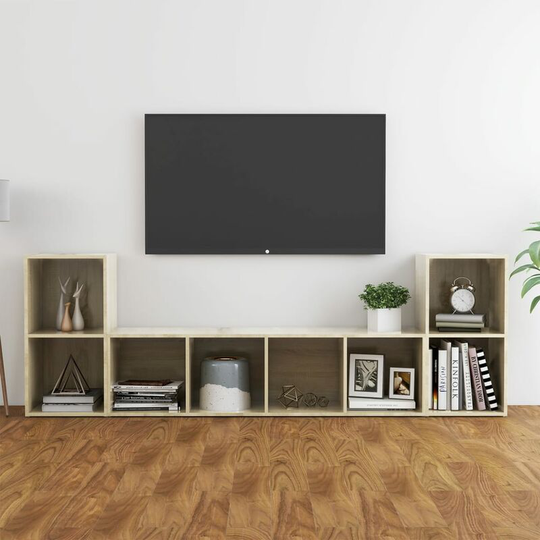 Topdeal - 3 Piece tv Cabinet Set Sonoma Oak Chipboard FF3079982_UK