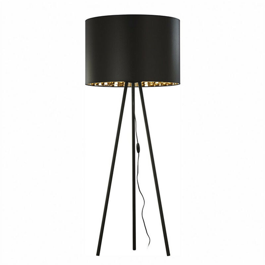 Zumaline Lighting - Zumaline Nallu Tripod Floor Lamp, Black, Gold, 1x E27 60W