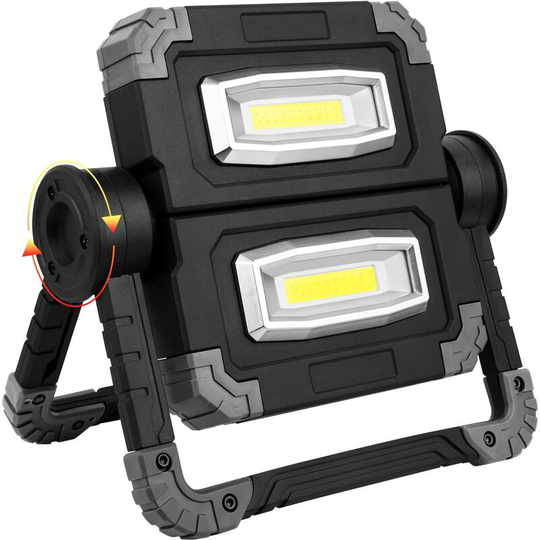 Aougo - Rechargeable led Work Light, 2 cob Headlights, 3 Modes, 20W 5000mAh Power Bank, Foldable led Work Light with 360° Rotation for Camping, Repair