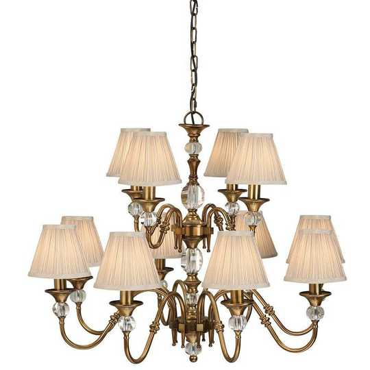 Interiors Polina Antique Brass - 12 Light Multi Arm Chandelier Antique Brass Finish, E14
