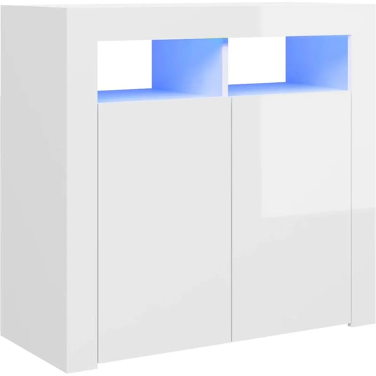 Sideboard with led Lights High Gloss White 80x35x75 cm Vidaxl White