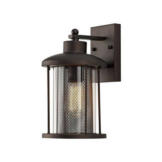 Large Wall Lantern Lamp, 1 x E27, Antique Bronze, Clear Glass, IP54 - Luminosa Lighting