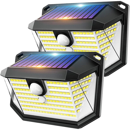Aougo - Solar Lights Outdoor 202 led Outdoor Motion Sensor Lights with 3 Modes, 270° Wide Angle and IP65 Waterproof Outdoor Solar Powered Lights for