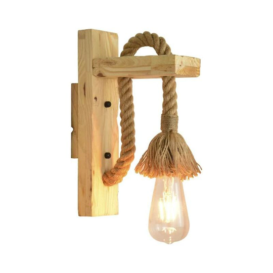 Aougo - Industrial led Wall Lamp Decorative Wall Sconce Wood Hemp Rope Wall Sconce Cafe Hotel Restaurant Light Fixture E27 Base Edison Bulb Warm