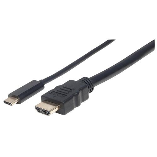 Manhattan USB-C to HDMI Cable 4K@30Hz 1m Black Male to Male Three Year Warranty Polybag