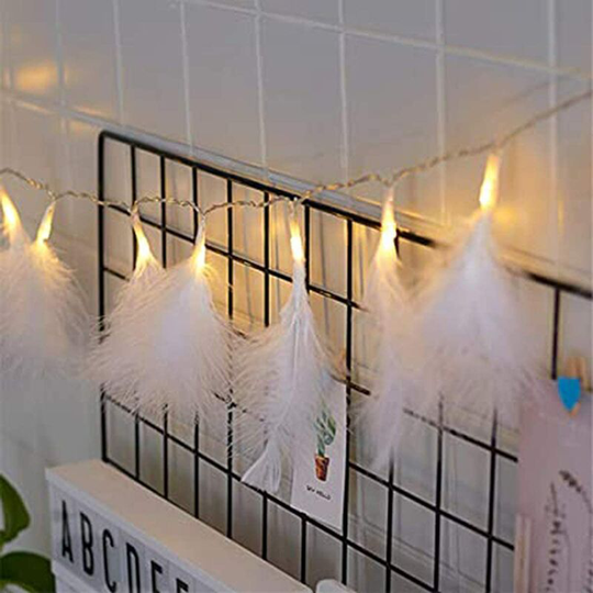 3M 20 led Artificial Feather Fairy Lights, Christmas Wedding Birthday Garden Bedroom Indoor Wall Decor, Warm White (White)