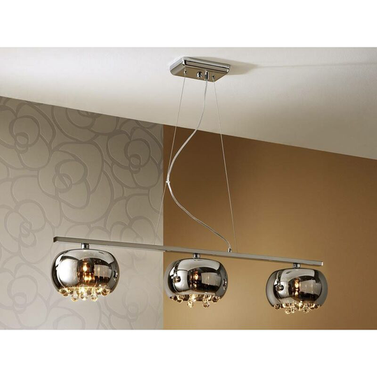 Schuller Argos - 3 Light Crystal Bar Ceiling Pendant Chrome, G9