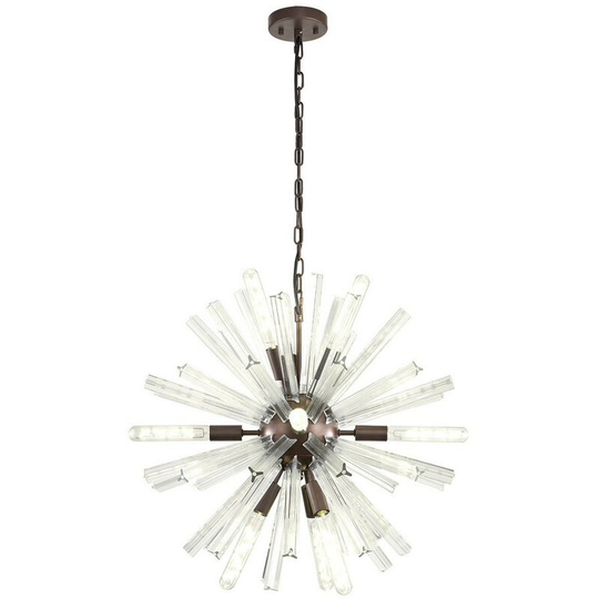 Luminosa Lighting - Luminosa 10 Light E14, Round Pendant Brown Oxide , Clear Glass