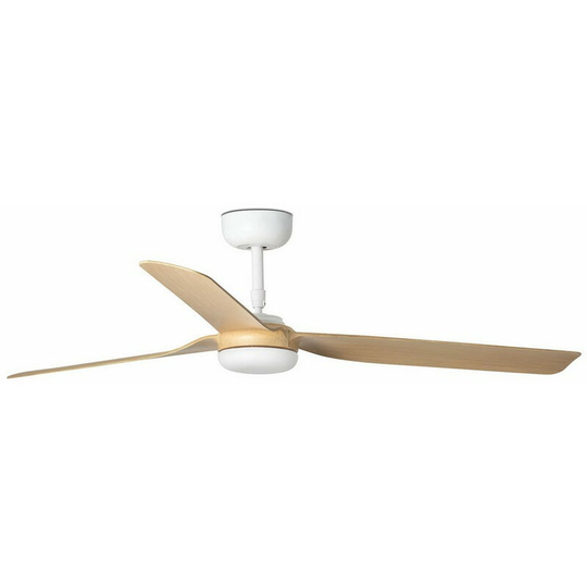 Faro Punt White, Light Wood 3 Blade Ceiling Fan With dc Motor