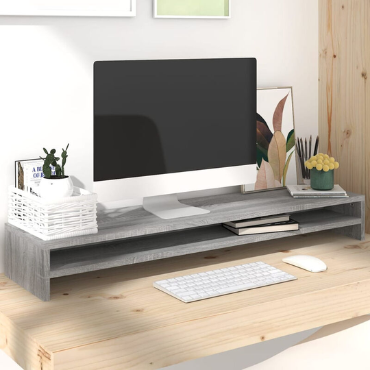 Asupermall - Monitor Stand Grey Sonoma 100x24x13 cm Engineered Wood