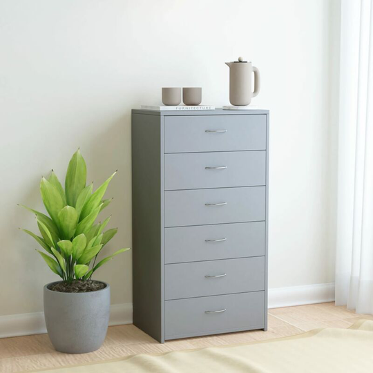 Sideboard with 7 Drawers Grey 50x34x96 cm Chipboard VDTD31703 - Topdeal