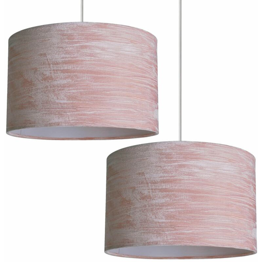 Set Of 2 Blush Pink Crushed Velvet Easy Fit Light Shades - Crushed pink velvet