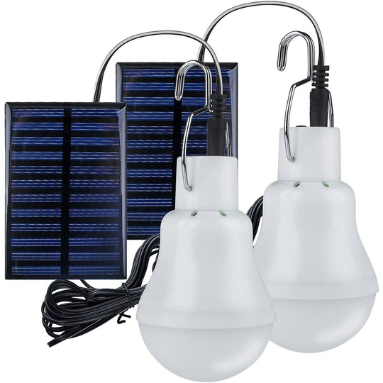 Aougo - 2 Portable Solar Camping Light, led Solar Light Bulb Solar Emergency Lamp Light Garden Lantern Solar Lighting with Hook Light Bulb Panel for