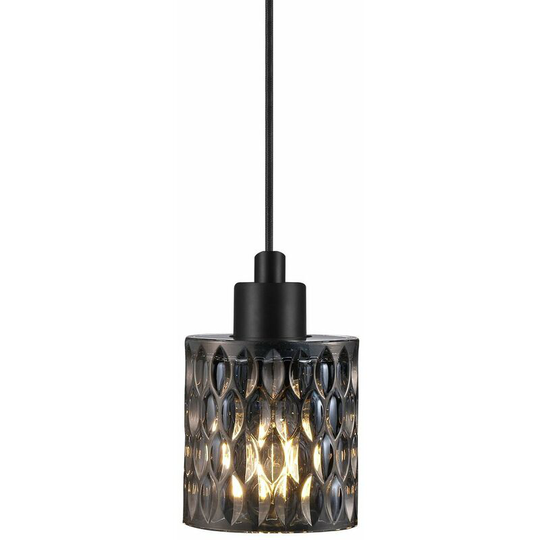 Nordlux Hollywood Cylindrical Pendant Ceiling Light Smoke Glass, E27