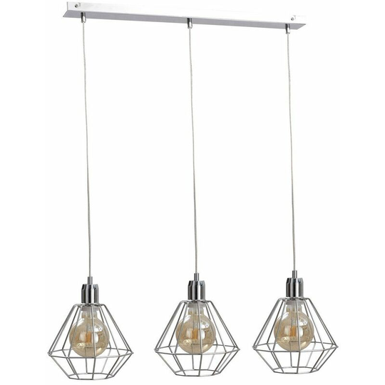 Keter Foskal Bar Pendant Ceiling Light Silver, 60cm, 3x E27