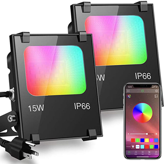 Perle Raregb - rgbw Projector led Exterior 15W Controlled by Smartphone, Intelligent rgb Spot led Color, IP66 Waterproof, 20 Modes 16 Million Colors,