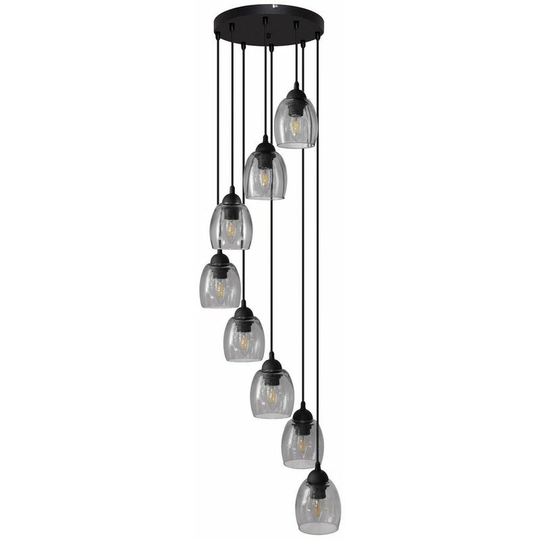 Helam Brillant Cluster Pendant Ceiling Light Black, Smokey 35cm