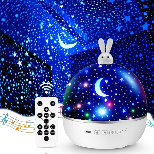 Thsinde - Night Light Starry Sky Projector Children With 8 Films,music Box Baby Boy