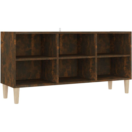 Tv Cabinet with Solid Wood Legs Smoked Oak 103.5x30x50 cm Vidaxl Brown