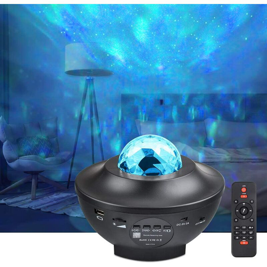 Thsinde - led Projector - Ocean Wave Star Sky Night Light with Music Speaker, Sound Sensor, Remote Control, 360° Rotatable.
