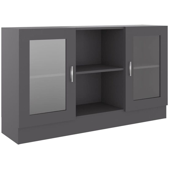 Vitrine Cabinet Grey 120x30.5x70 cm Engineered Wood Vidaxl Grey