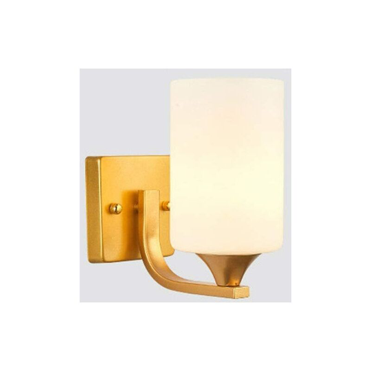 Aougo - White Glass Metal Metal Wall Lamp, Modern Wall Lamp Geometric Wall Light Fixtures for Living Room Bedroom Bedside Corridor E27 Wall Wash