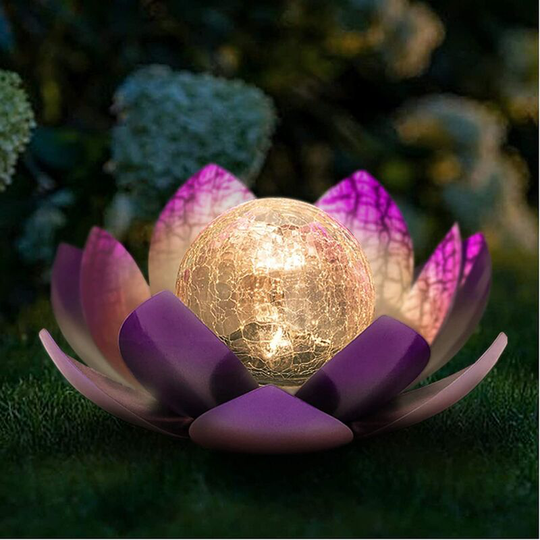 Aougo - Solar Garden Light, Waterproof led Solar Lights Lotus Decorative, Fantastic lighting effects thanks to broken glass optics, Outdoor solar