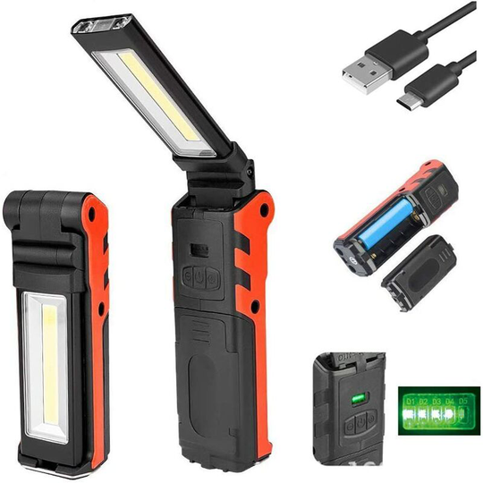 Aougo - led Work Light, Flashlight Rechargeable Inspection Light, Ultra Powerful led Work Light Camping Lamp with Hook Magnetic Base, Foldable and