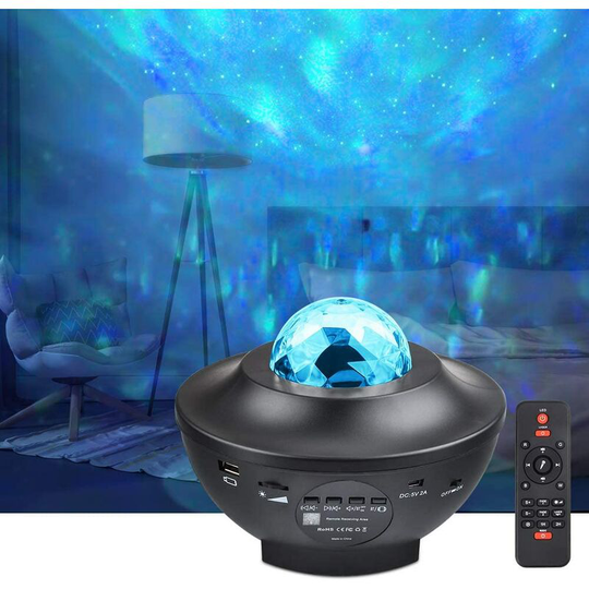 Led Projector Lights - Ocean Wave Star Sky Night Light with Music Speaker,Sound Sensor,Remote Control,360°Rotating Sleep Soothing Color Changing Lamp