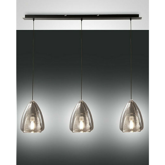 Fabas Luce Britton Straight Bar Pendant Ceiling Light Transparent Grey Glass, E27