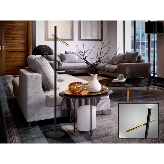 Schuller Lighting Uk - Schuller Varas - Integrated led 2 Light Floor Lamp Matt black, Gold