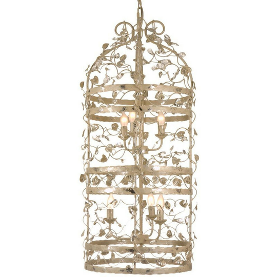 Linea Verdace Michelan 6 Light Wire Frame Pendant Ceiling Light Beige Gold