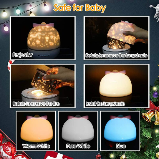 Star Night Light Projector, Children's Room Lights, 360 Degree Rotating Sky Projector, Multicolor Projector Lamp for Birthday Decorating (6 Movie