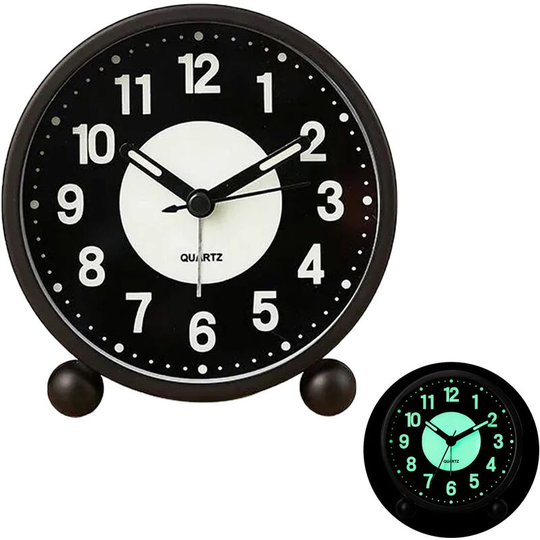 Aougo - Kids Light Up Alarm Clock, Silent Analog Alarm Clock, Non-Ticking Travel Morning Alarm Clock with Snooze Function for Students Bedrooms,