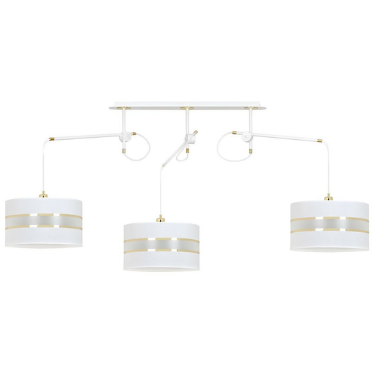 Emibig Korno White Pendant Ceiling Light with Black, Gold Fabric Shades, 3x E27