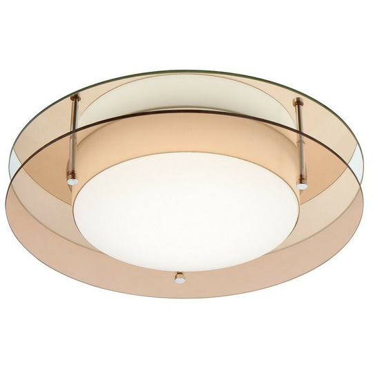 Flush Ceiling, 1 x 18W led, 3000K, 1620lm, IP44, Amber, Mirror - Luminosa Lighting