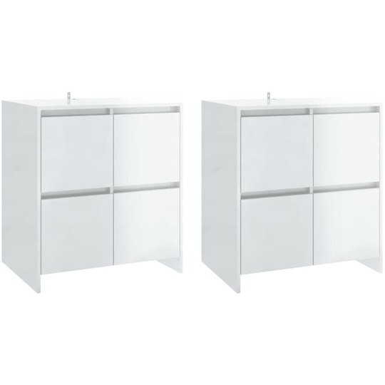 Sideboards 2 pcs High Gloss White 70x41x75 cm Engineered Wood vidaXL - White