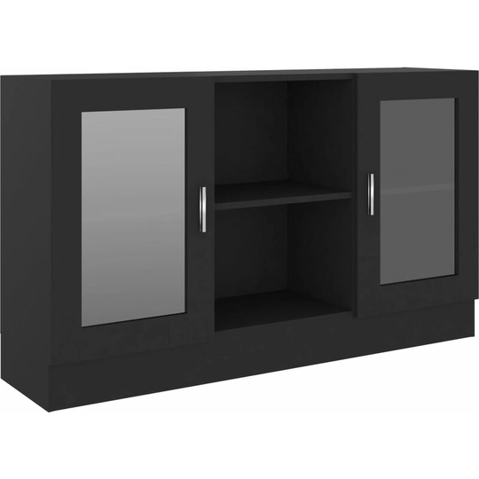 Vitrine Cabinet Black 120x30.5x70 cm Engineered Wood Vidaxl Black