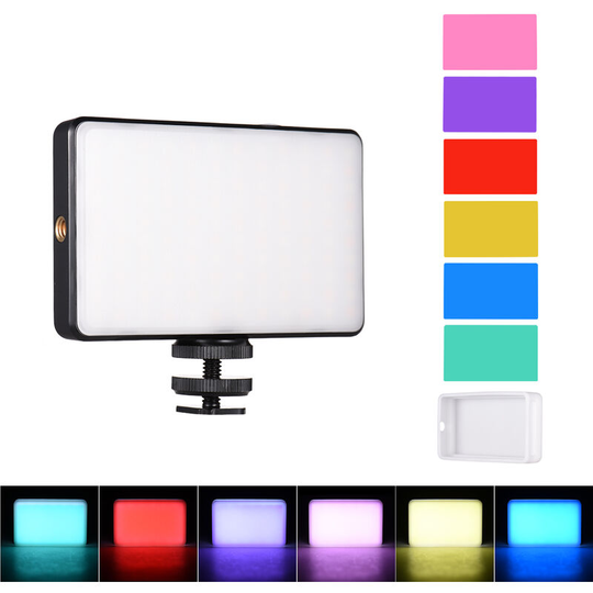 Andoer ST120 Pocket led Video Light Rechargeable Fill Light 2500K-9000K Bi-color Temperature Dimmable CRI95+ with Silicon Diffuser 6pcs Color Filters